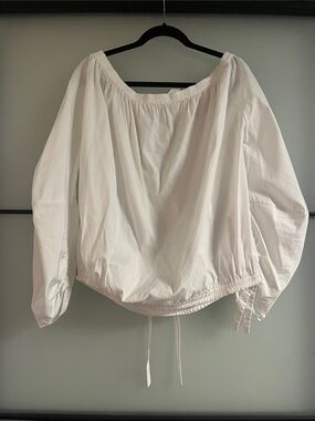 Roksanda Ilincic White Off-Shoulder Balloon Sleeve Top
